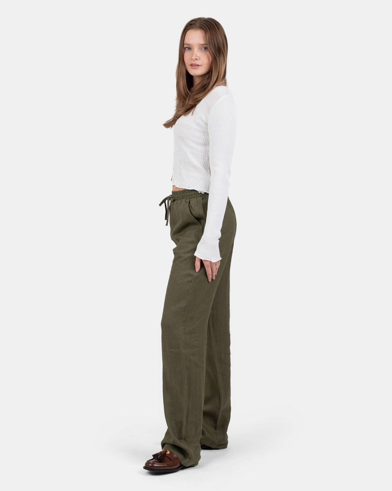 Hørbukser Højtaljede Army | Skagen - clothing.dk